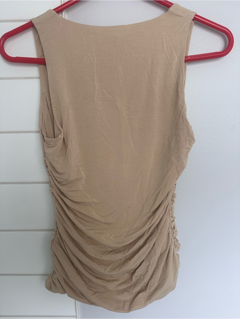 Guess Pale Beige Ruched Tank Top - Picture 2 of 4